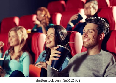 Happy Friends Watching Movie In Theater