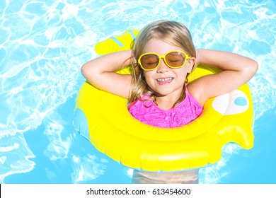 Happy Funny Child Swimming Pool Girl Stock Photo 613454600 | Shutterstock