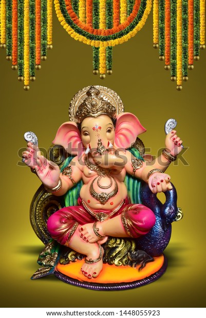 Happy Ganesh Chaturthi Festival Flower Decoration Royalty Free