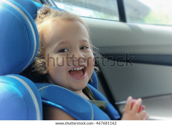 Happy Girl Automobile Blue Car Seat Stock Photo Edit Now 467681162