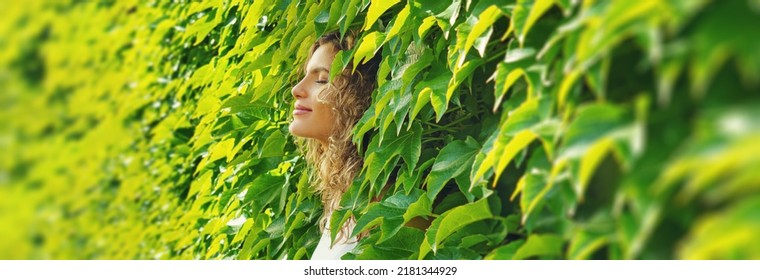 Happy girl becomes one with nature. enjoy freedom concept.