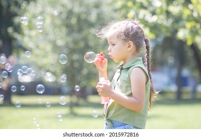 Happy Girl Inflates Big Soap Bubbles Stock Photo 2015972816 | Shutterstock