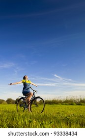 Happy Girl Over Bicycle Looking View Stock Photo 93338434 | Shutterstock