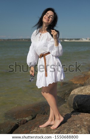 Similar – woman on the beach