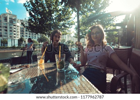 Similar – Group of people having fun in a summer day