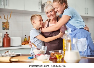 Happy Grandma Smiling Hugging Her Two Stock Photo 1868937766 | Shutterstock