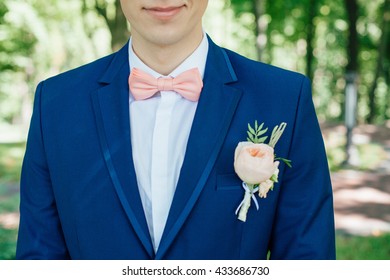 navy tux pink bow tie