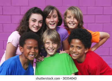 happy group kids