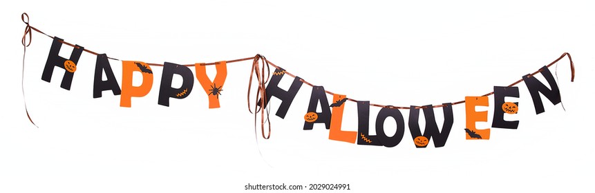 Happy Halloween Decoration On White Background. Holiday, Spook Concept