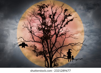 happy halloween, halloween night background, Halloween Background, holloween party. Happy halloween card template design. moon, tree, bat. - Powered by Shutterstock