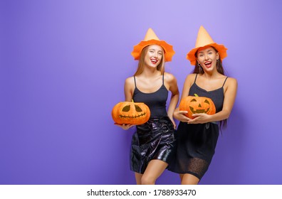 Happy Halloween Two Young Women Black Stock Photo 1788933470 | Shutterstock