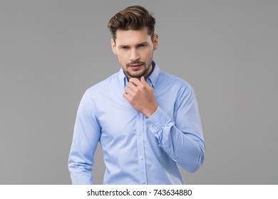 Happy Handsome Man Wear Blue Shirt Stock Photo 743634880 | Shutterstock