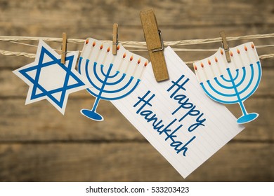 Happy Hanukkah greeting card or background. - Shutterstock ID 533203423
