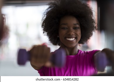 Happy Healthy African American Woman Working Stock Photo 634814282 ...