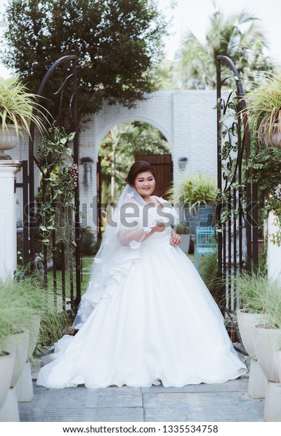 Happy Healthy Plus Size Bride Big Stock Photo Edit Now 1335534758