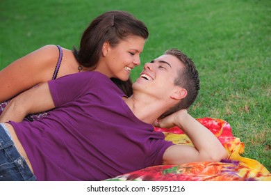 Happy Healthy Young Couple Outdoors Concept For Fresh Breath