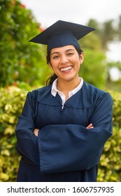 Happy Hispanic Student On Graduation Day.