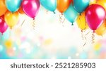 happy holiday blurred background with colorful balloons 