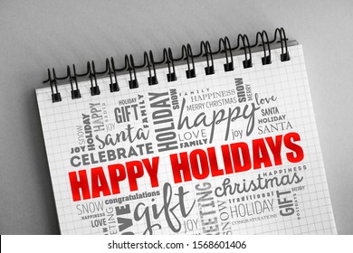 Happy Holidays Word Cloud Collage, Holiday Concept Background