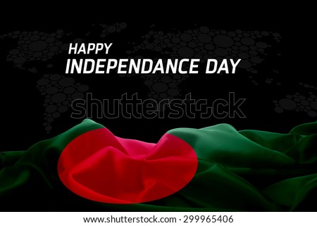 Happy Independence Day Bangladesh flag and World Map background