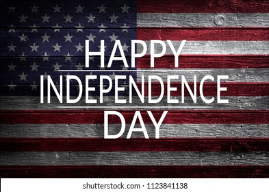 Happy Independence Day text on American flag background