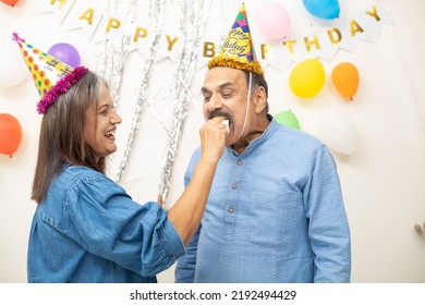 Happy Indian Asian Old Couple Celebrate Stock Photo 2192494429 ...