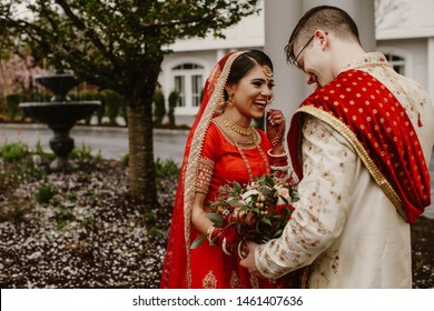 Happy Indian brides rejoice on the day of their wedding