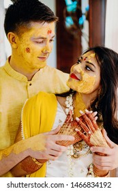 Happy Indian Newlyweds At Wedding Ceremony