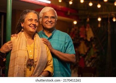 Happy indian senior couple in ethnic wear  - Shutterstock ID 2170411261