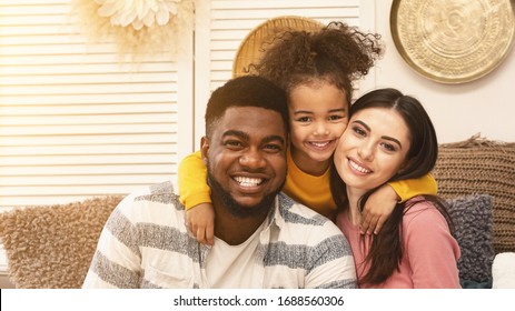 Happy International Family Hugging And Staying At Home During Epidemic