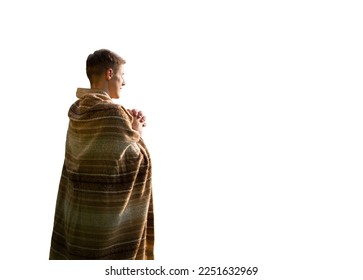 Orando a un hombre de fondo blanco
