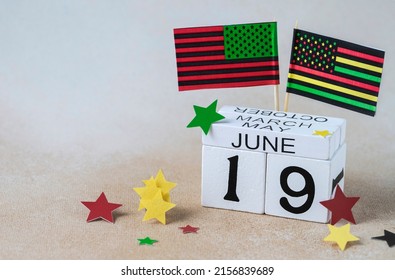 Happy Juneteenth Day, 19th Of June Celebration Concept With Black Liberation African American Flags
