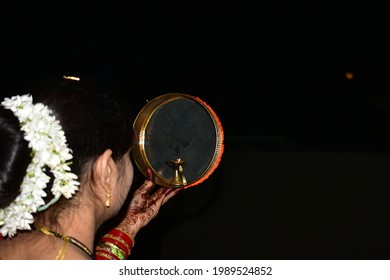 Happy Karwa Chauth festival with Black Background