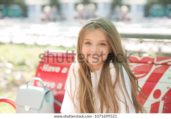Happy Kid City Cute Child Blonde Stock Photo Edit Now 1071699521