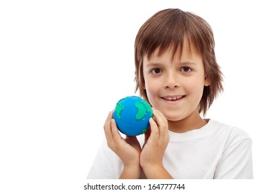 Happy Kid Holding Earth Globe Made Stock Photo 164777744 | Shutterstock