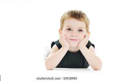 Happy Kid Play On Floor Isolated Stock Photo 33918985 | Shutterstock