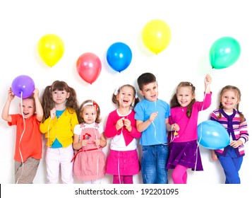 Happy kids with balls