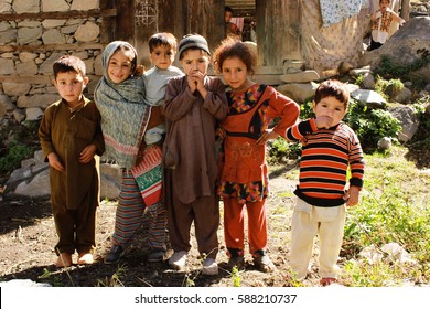 Happy kids of beautiful village in swat valley, Pakistan 14-10-2015