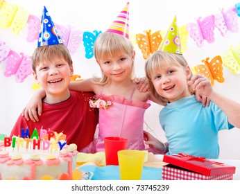 Happy Kids Celebrating Birthday Party