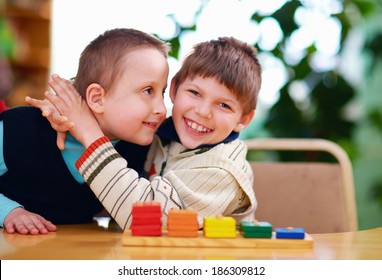 happy kids with disabilities in preschool