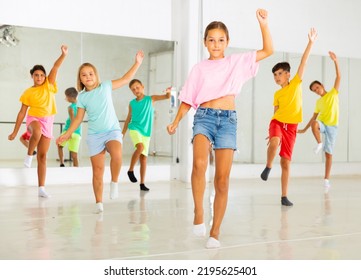 Happy Kids Having Fun In A Choreography Studio During Dance Lesson