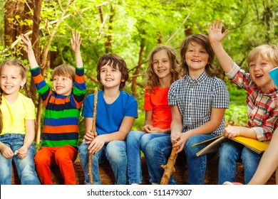 Happy Kids Having Fun In The Outdoor Summer Camp