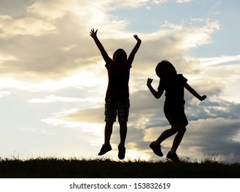 Happy Kids Silhouettes Having Fun On Stock Photo 153832619 | Shutterstock