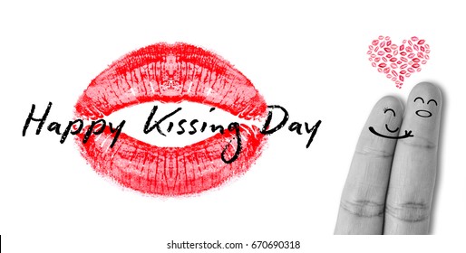 Happy kissing day with Painted finger kiss.