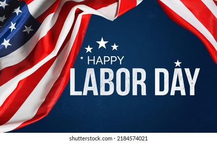 Happy Labor day banner, american flag background. - Shutterstock ID 2184574021