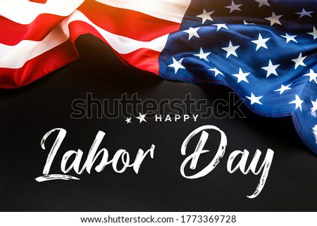 Happy Labor day banner, american patriotic background with USA flag.