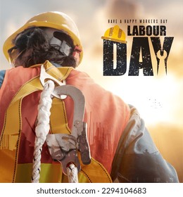 Happy Labour Day Poster On A Blurred Background. - Shutterstock ID 2294104683