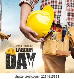 Happy Labour Day Poster On A Blurred Background.