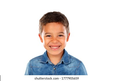 Happy Latin Child Looking At Camera Isolated On A White Background