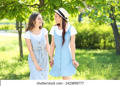 Happy Lesbian Couple On Spring Day